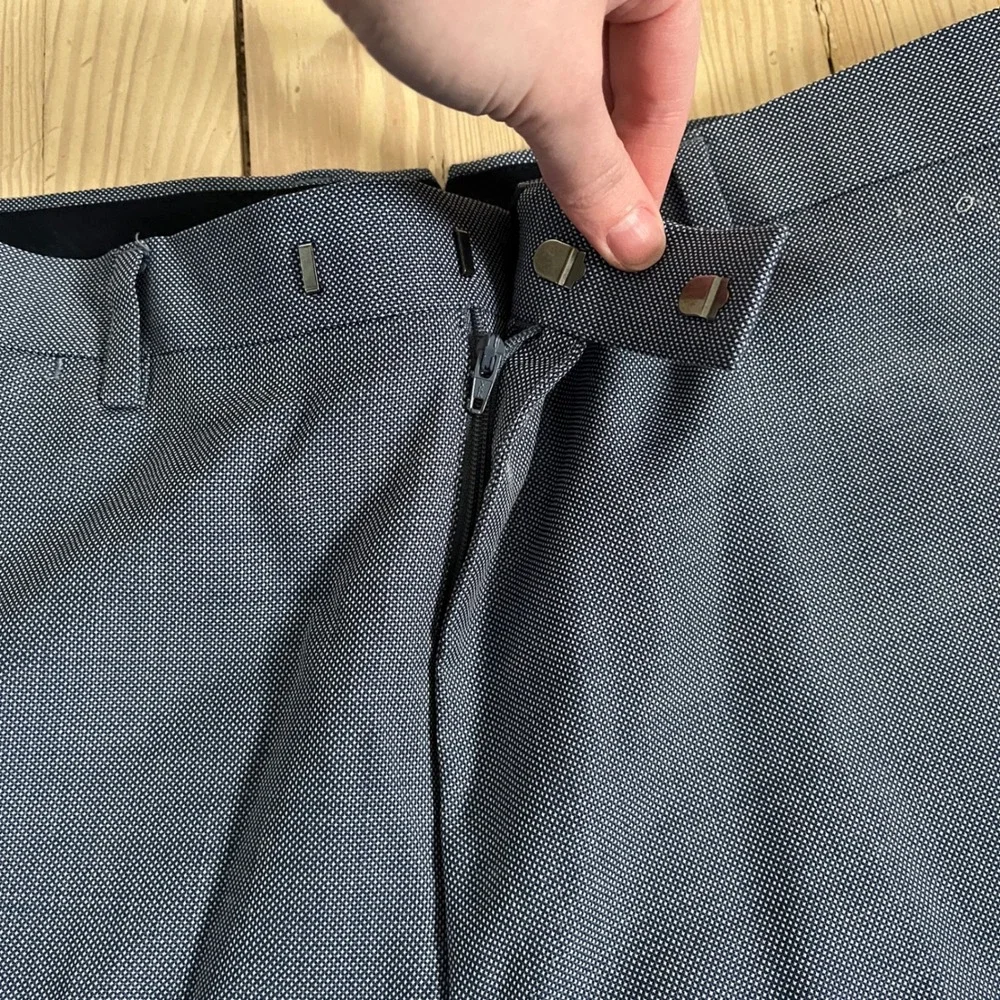 Banana Republic Marzotto 110 Wool Mens Blue Grey Micro Pattern Dress Pants Slack